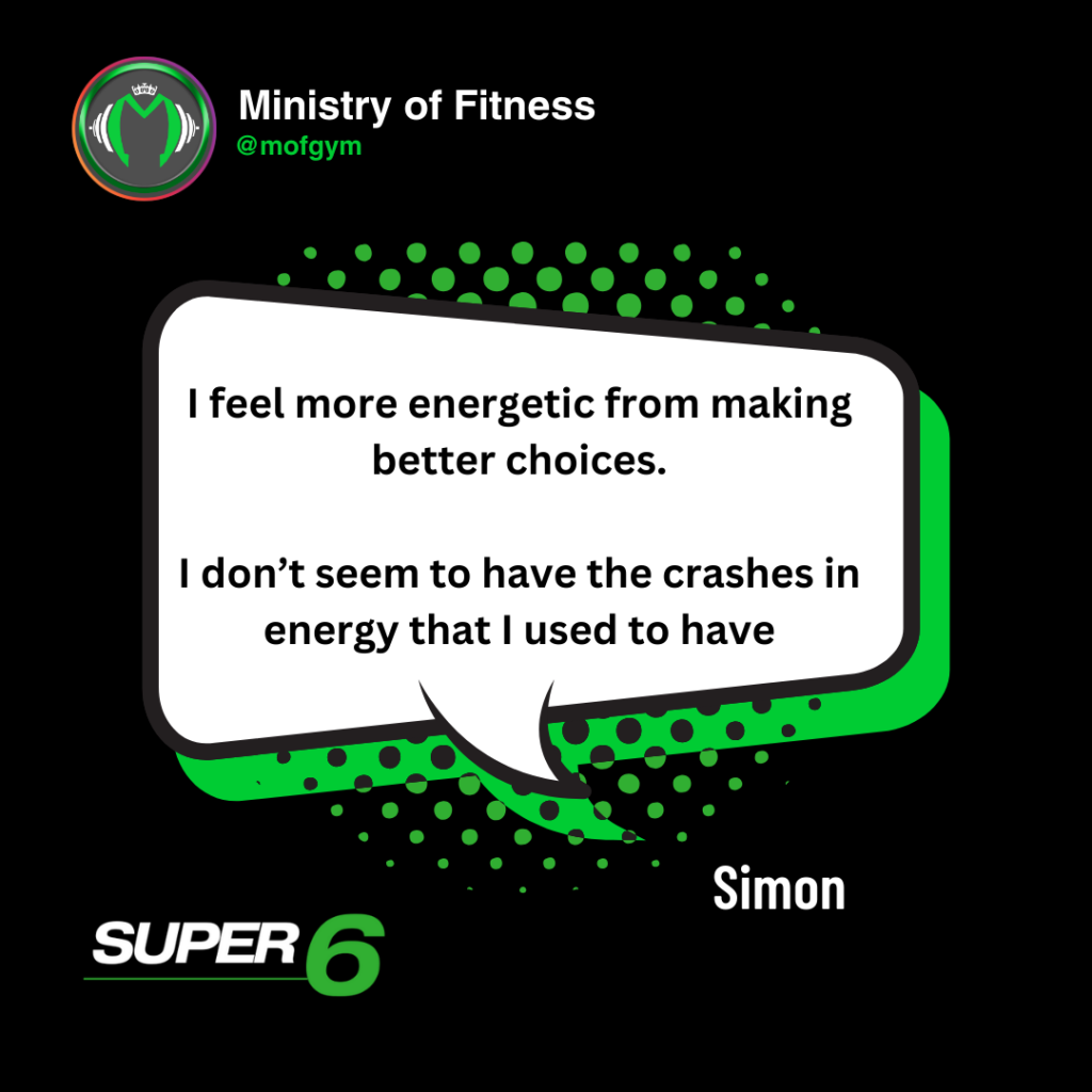 Testimonial for Simon who developed a better relationship with food on the Super 6 program at Ministry of Fitness gym in Bristol